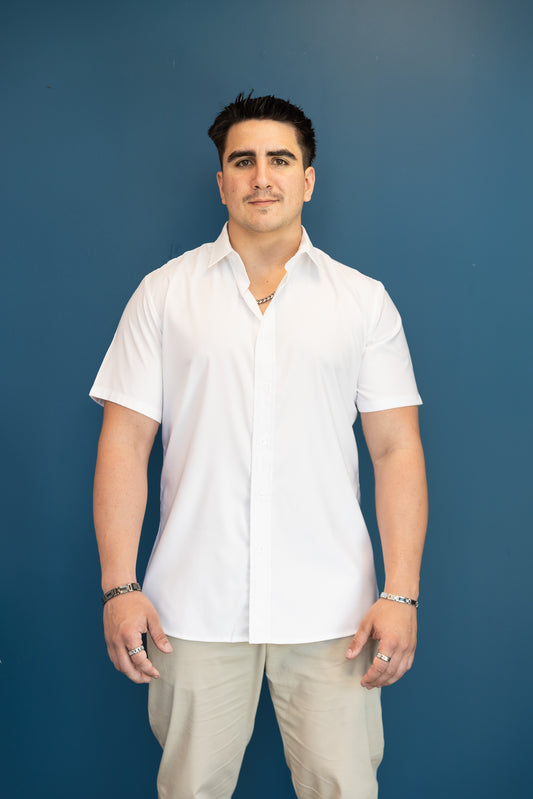 Comfortable Button Up short sleeve White