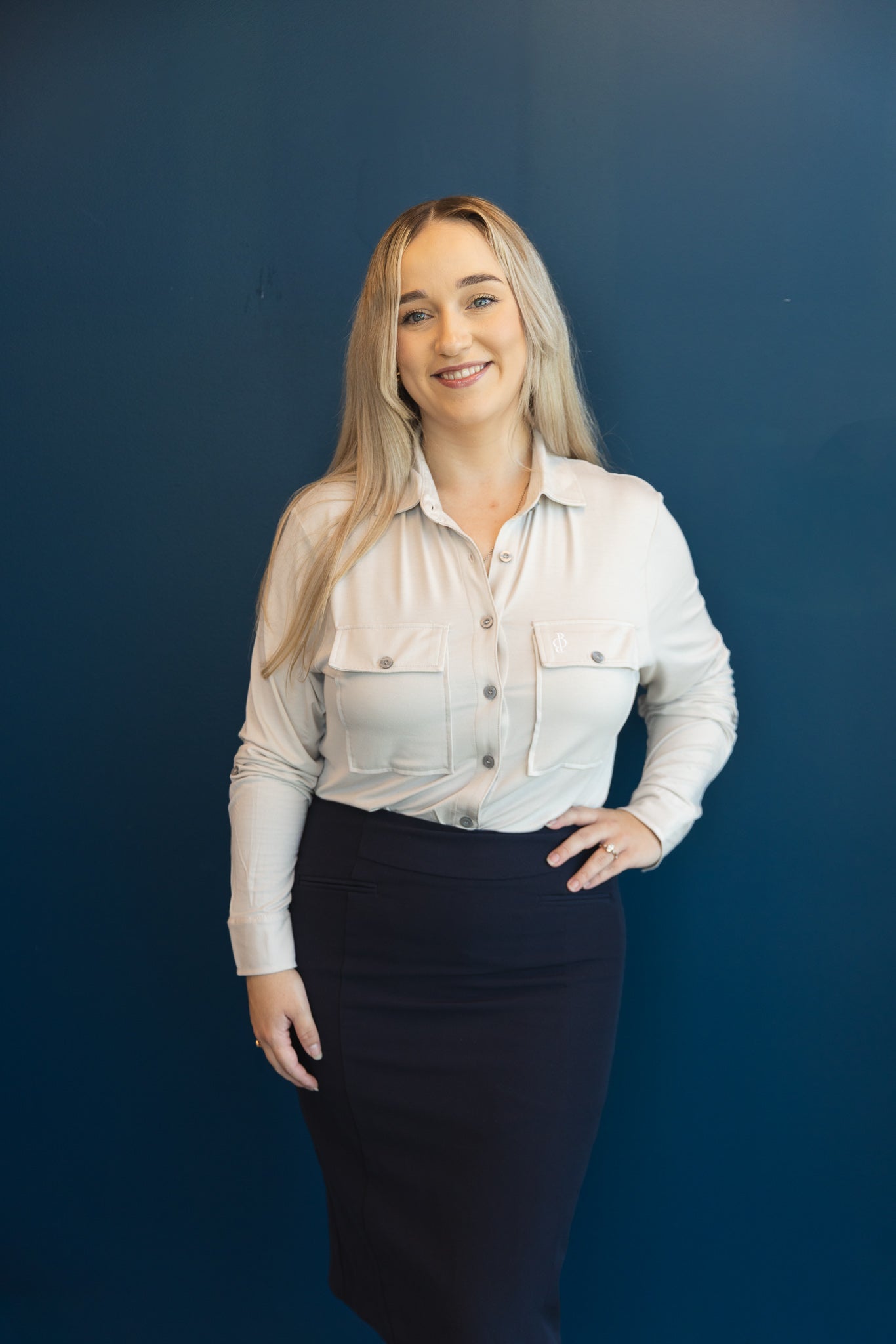 Relaxed Fit Button Up Navy