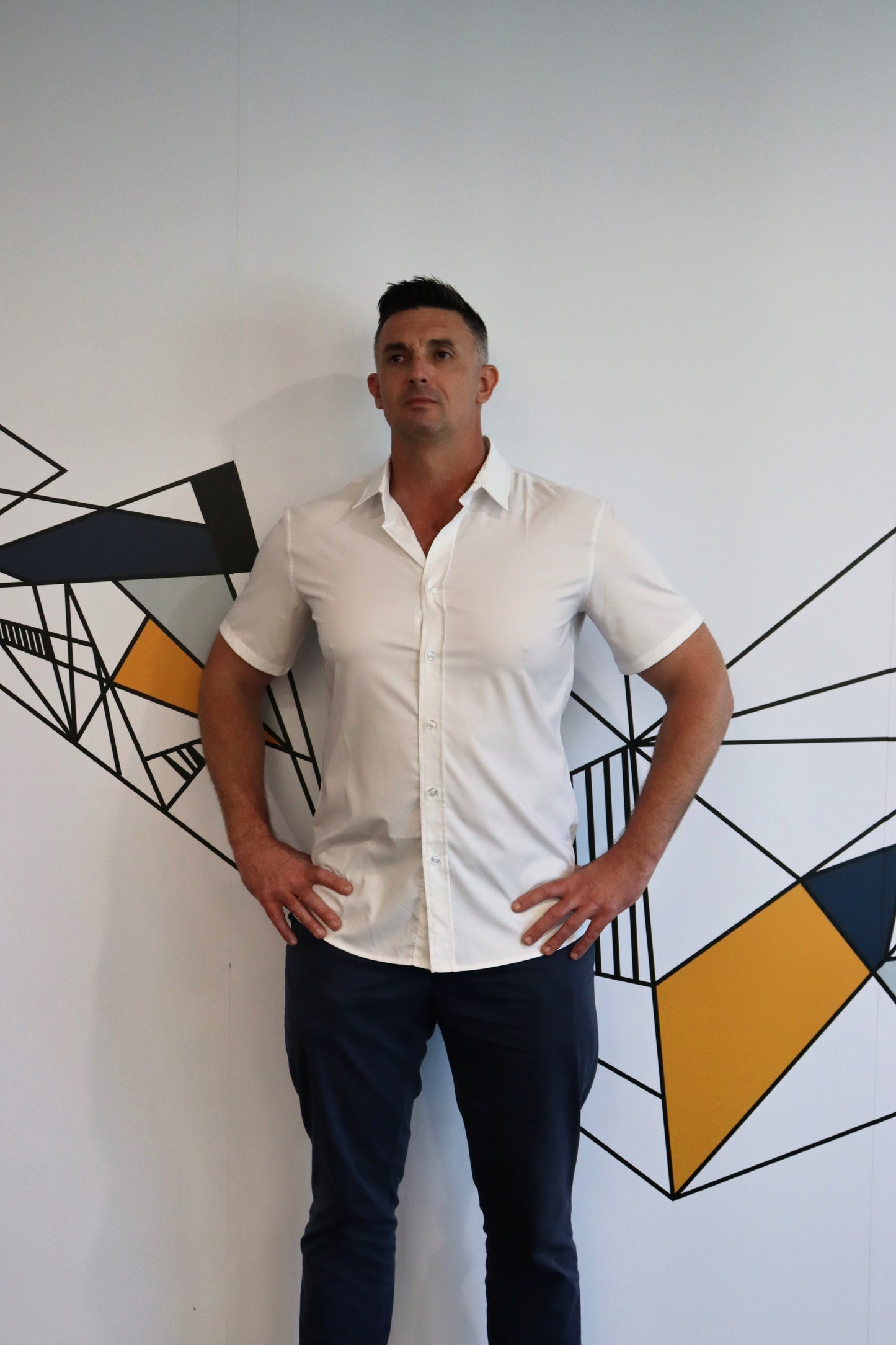 Comfortable Button Up short sleeve White