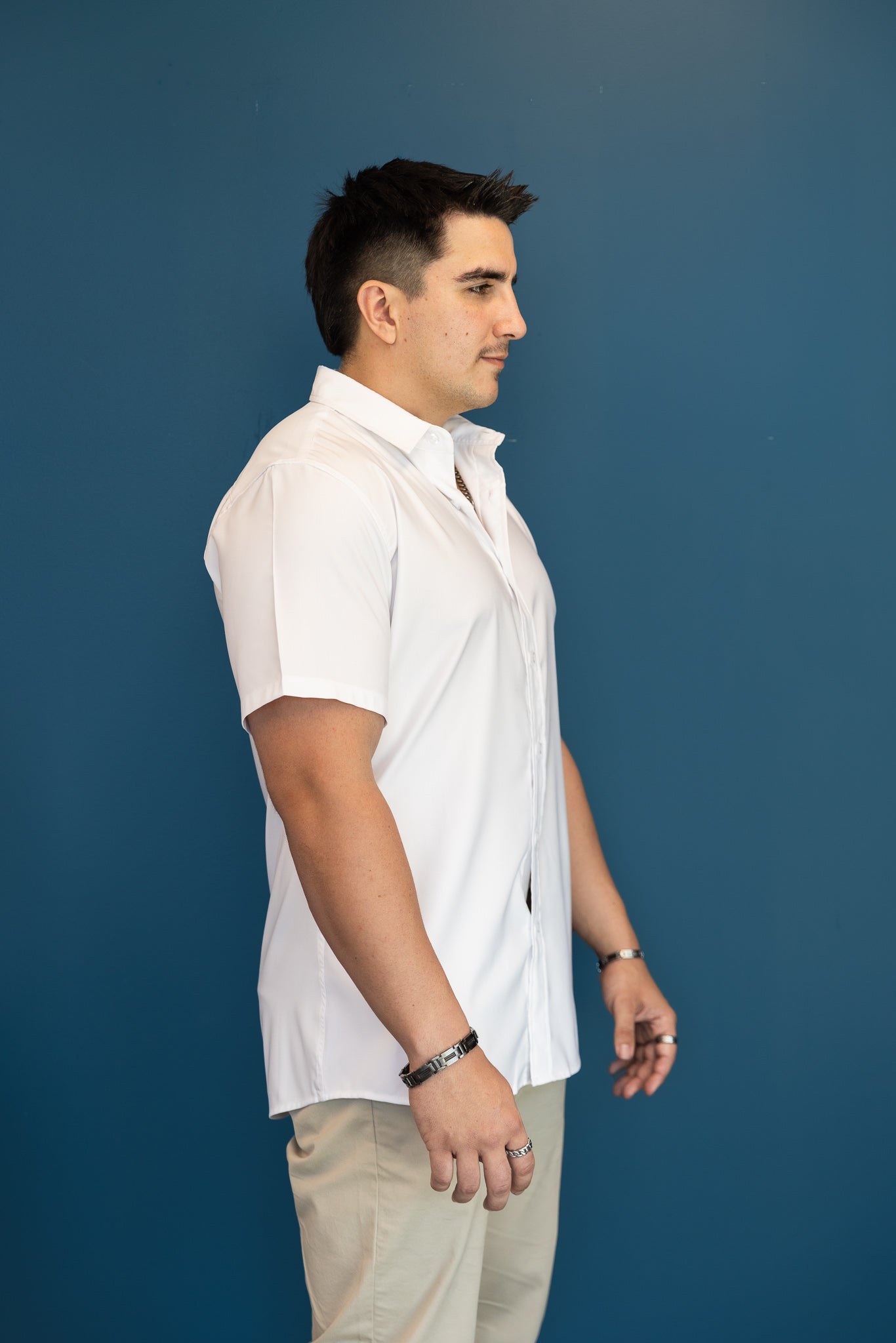 Comfortable Button Up short sleeve White