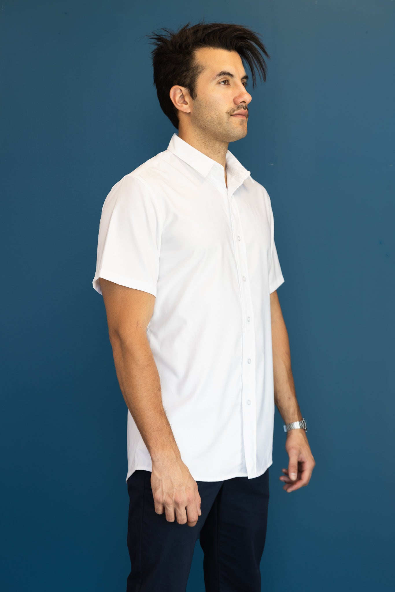 Comfortable Button Up short sleeve White