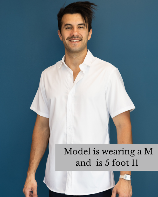 Comfortable Button Up short sleeve White