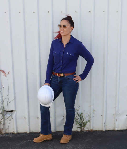 Relaxed Fit Button Up Navy