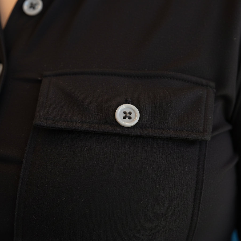 Womens black button up with pocket