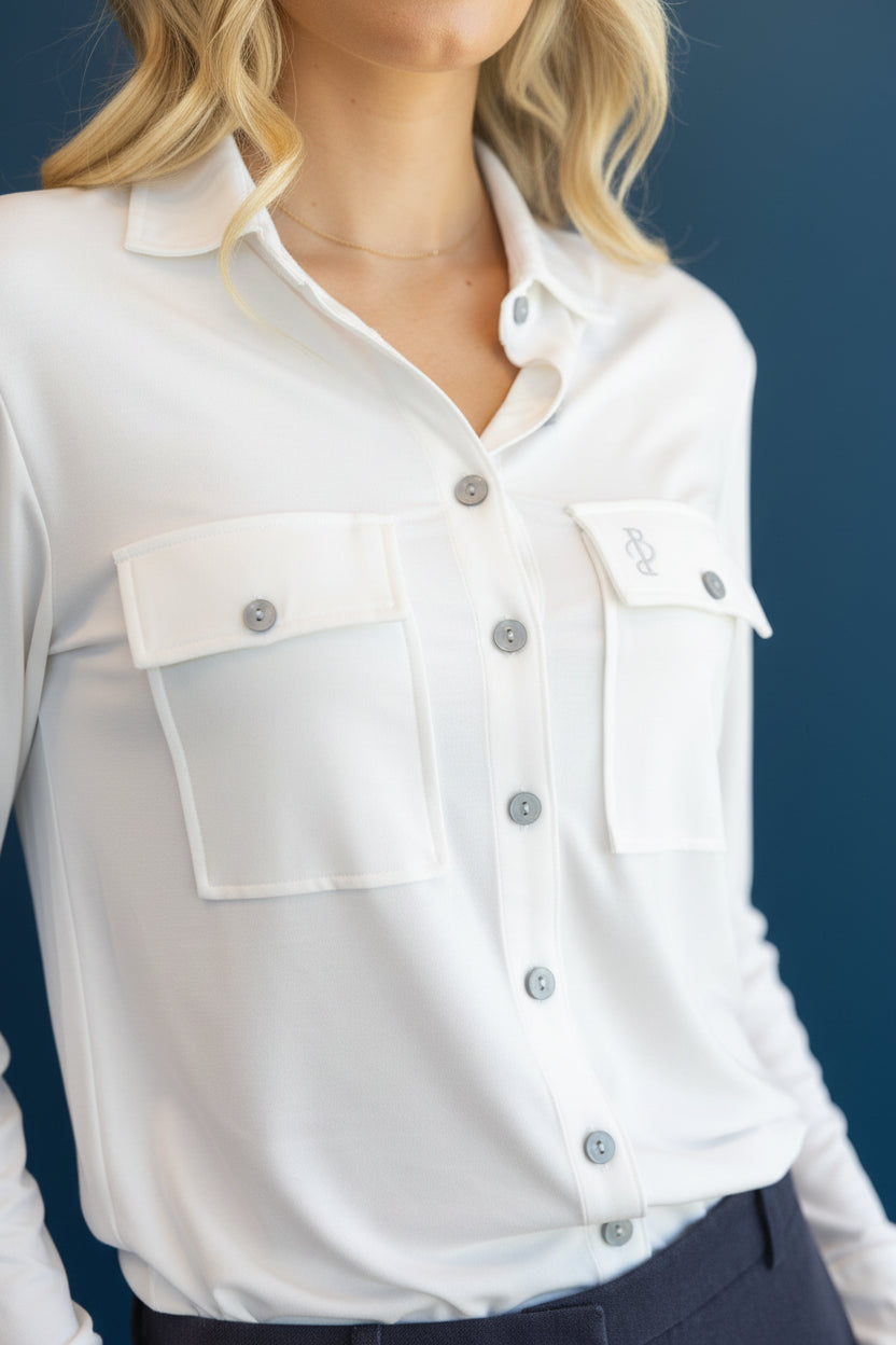 Relaxed Fit Button Up Grey
