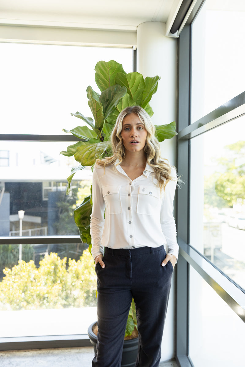 Relaxed fit Button Up White