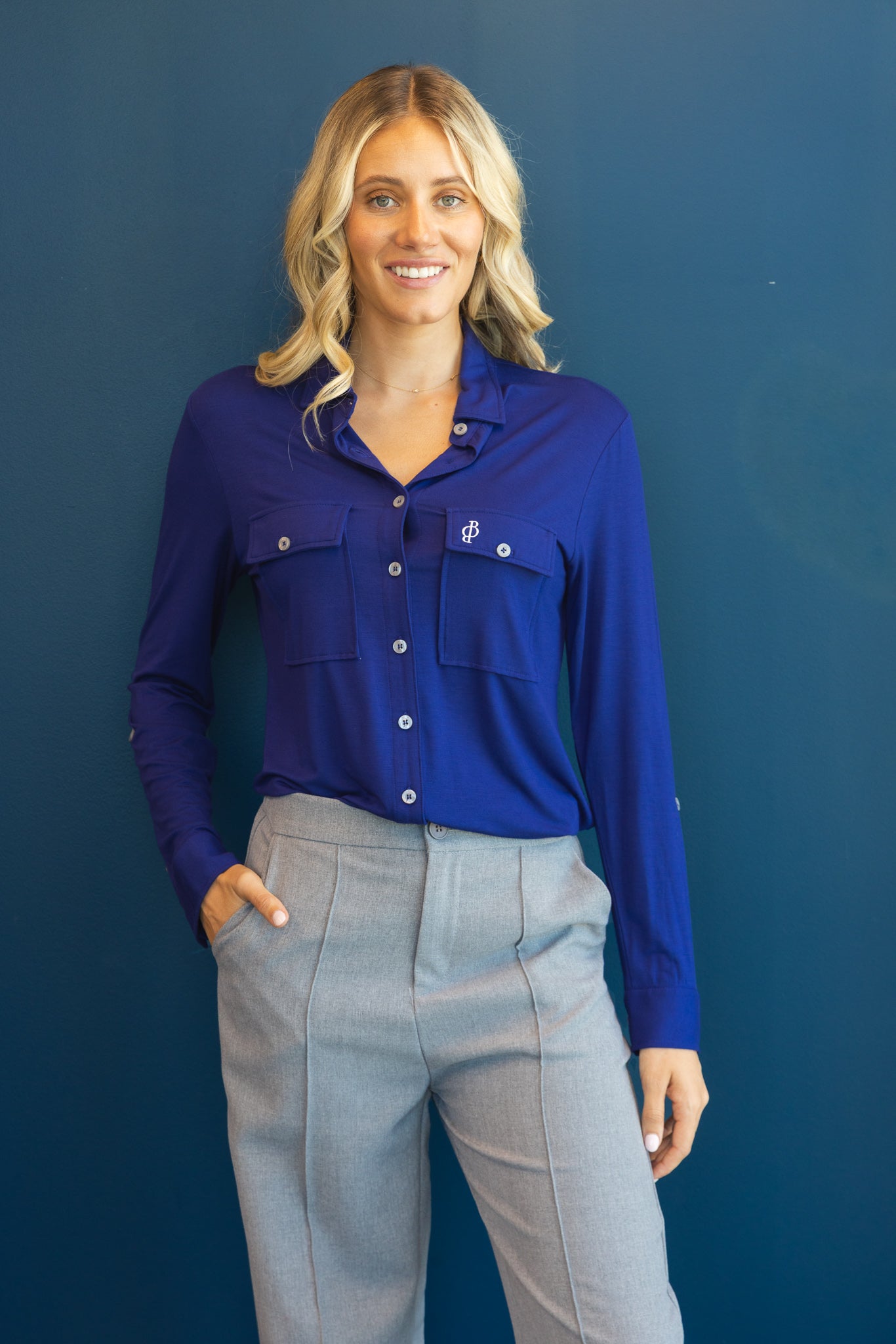 Relaxed Fit Button Up Navy