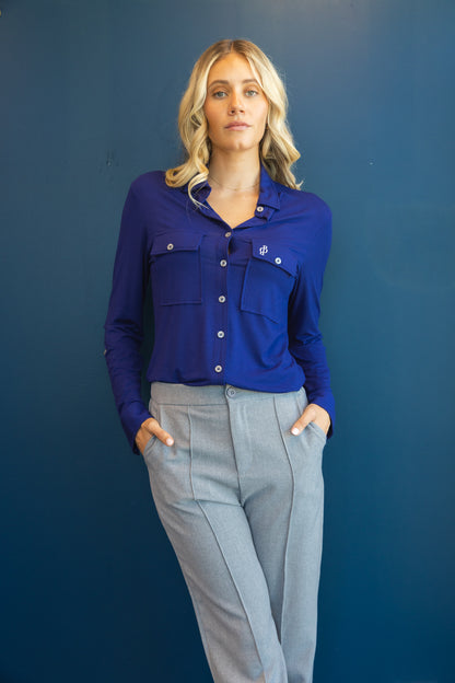 Relaxed Fit Button Up Grey