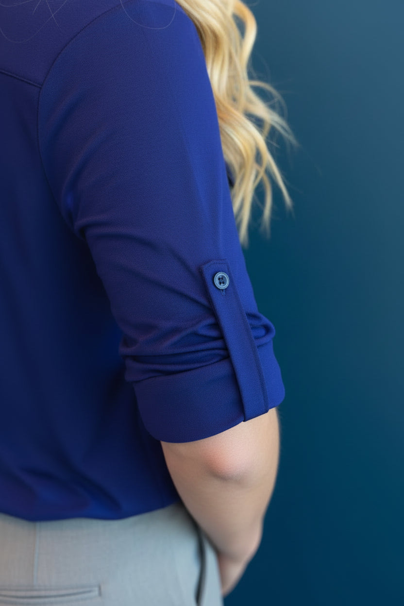 women wearing 3/4 length button up