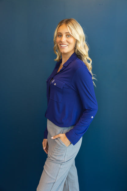 Relaxed Fit Button Up Navy