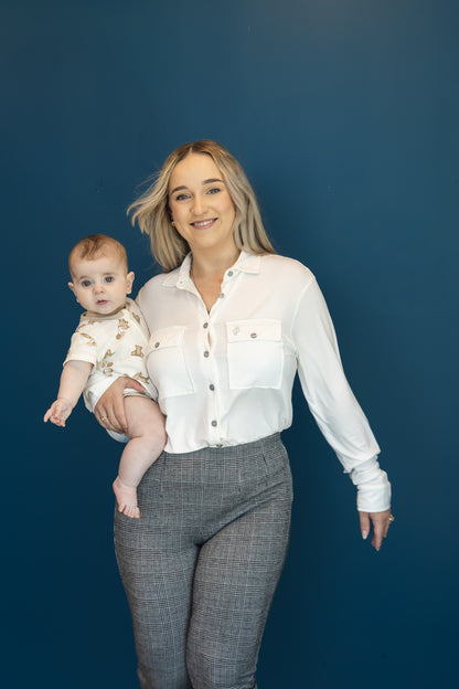 Relaxed fit Button Up White