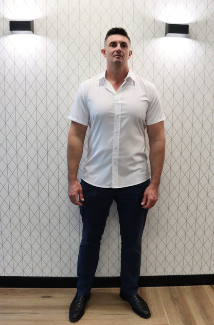 Comfortable Button Up short sleeve White