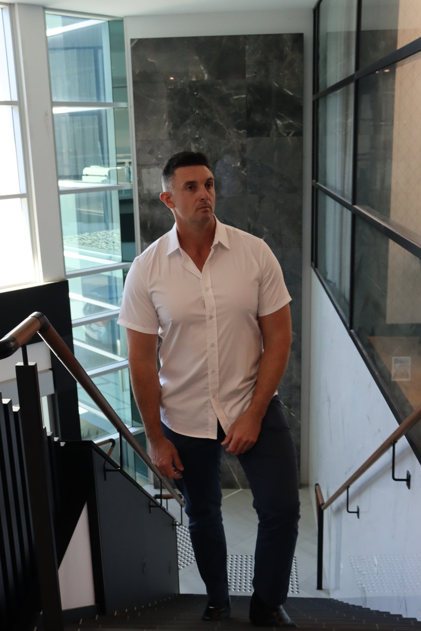 Comfortable Button Up short sleeve White