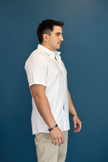 Comfortable Button Up short sleeve White