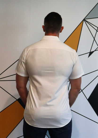 Comfortable Button Up short sleeve White