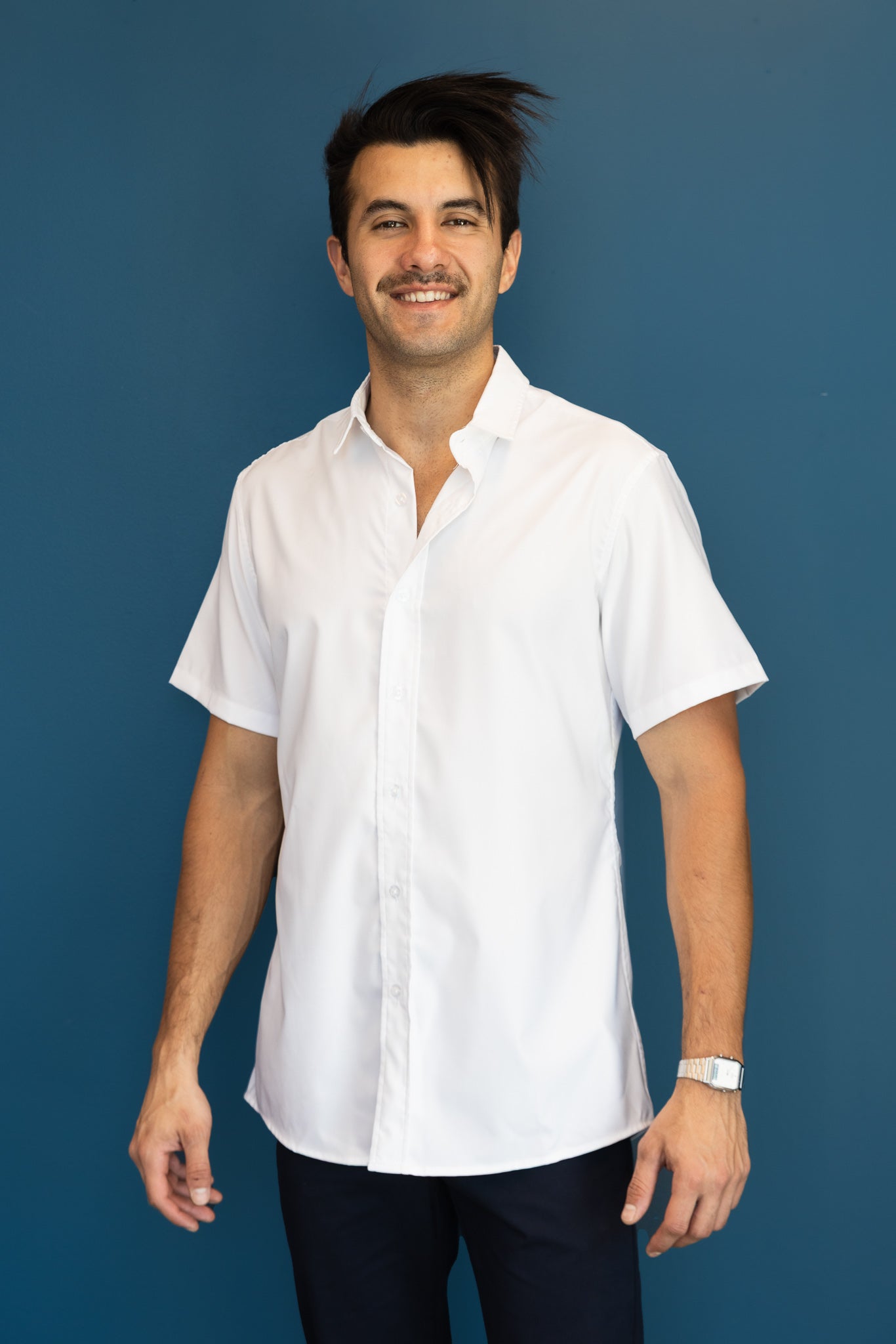 Comfortable Button Up short sleeve White