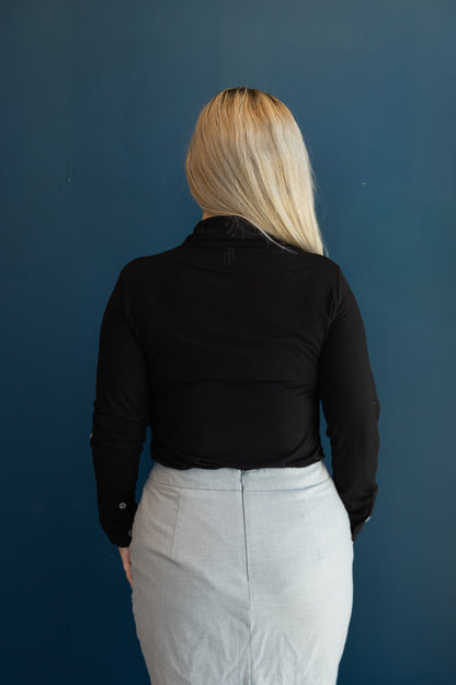 Relaxed Fit Button Up Black