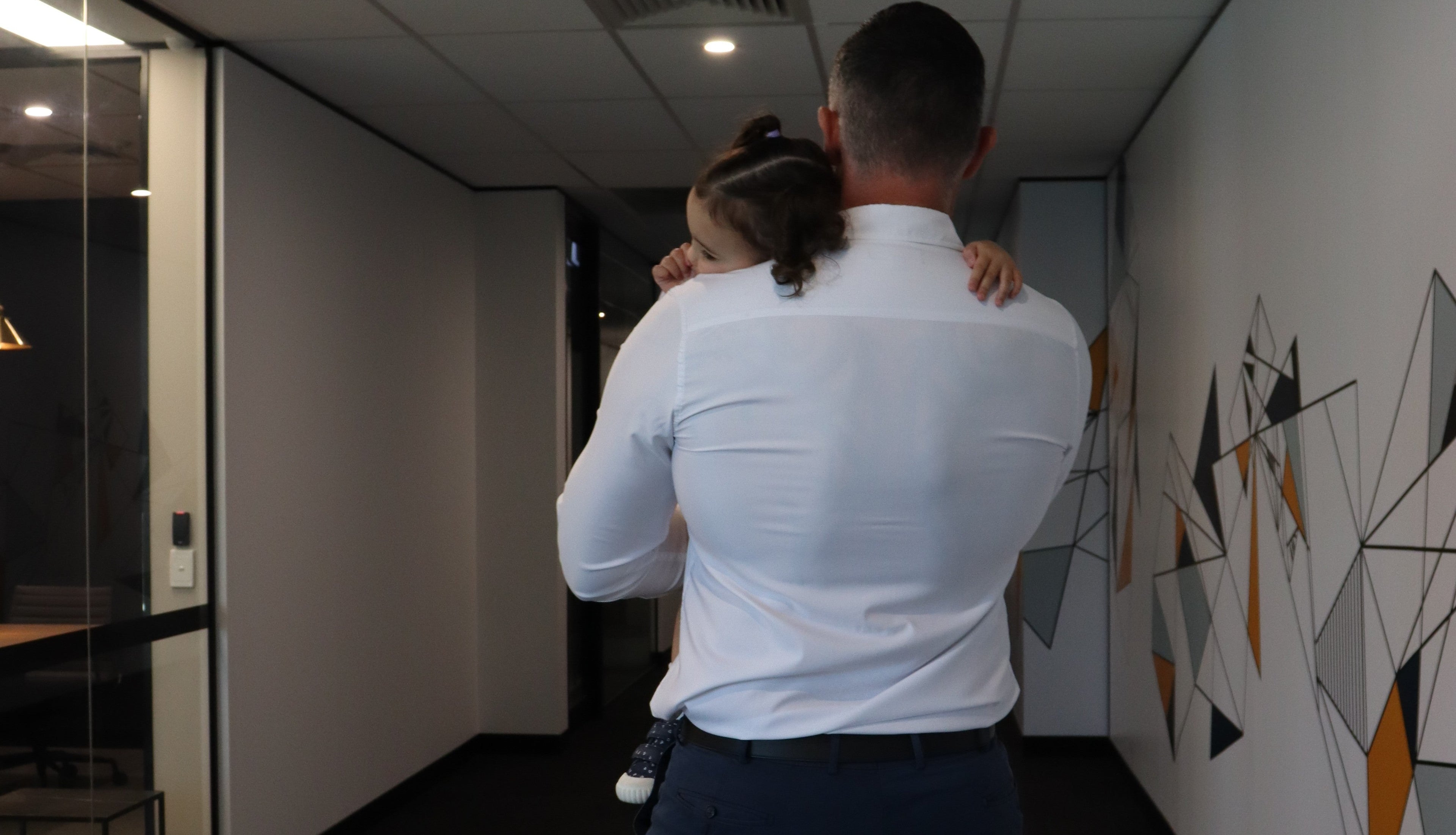 Man carrying child. Family man