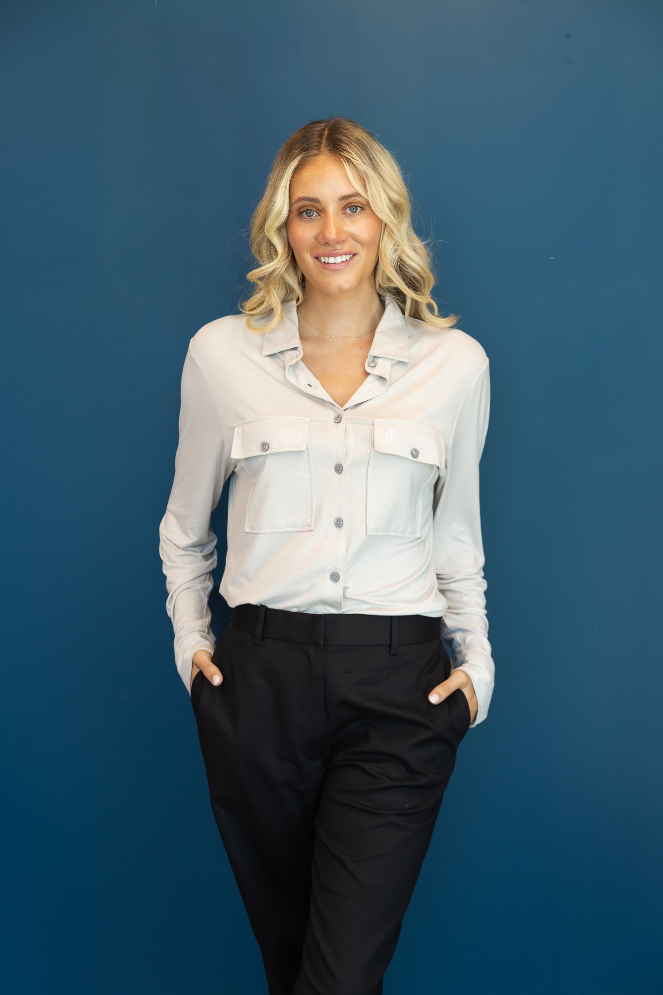 Relaxed Fit Button Up Grey