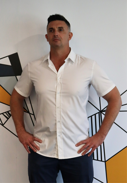 Comfortable Button Up short sleeve White