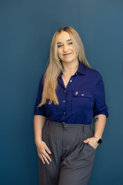 Relaxed Fit Button Up Navy