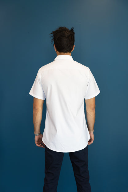 Comfortable Button Up short sleeve White