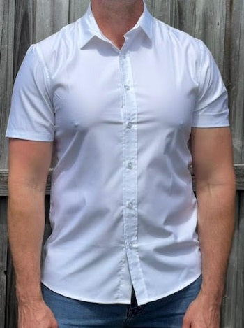 Comfortable Button Up short sleeve White