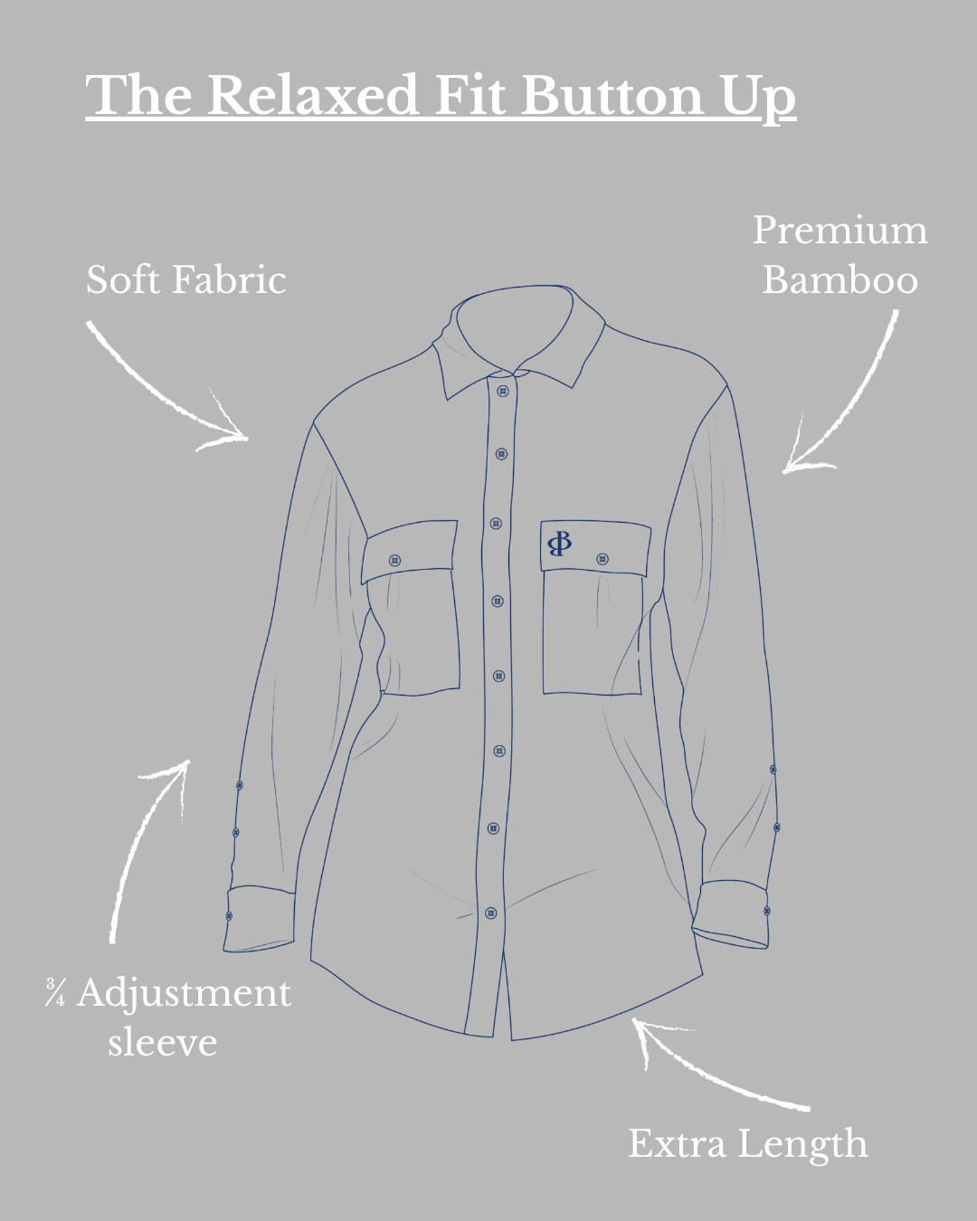 Relaxed Fit Button Up Navy