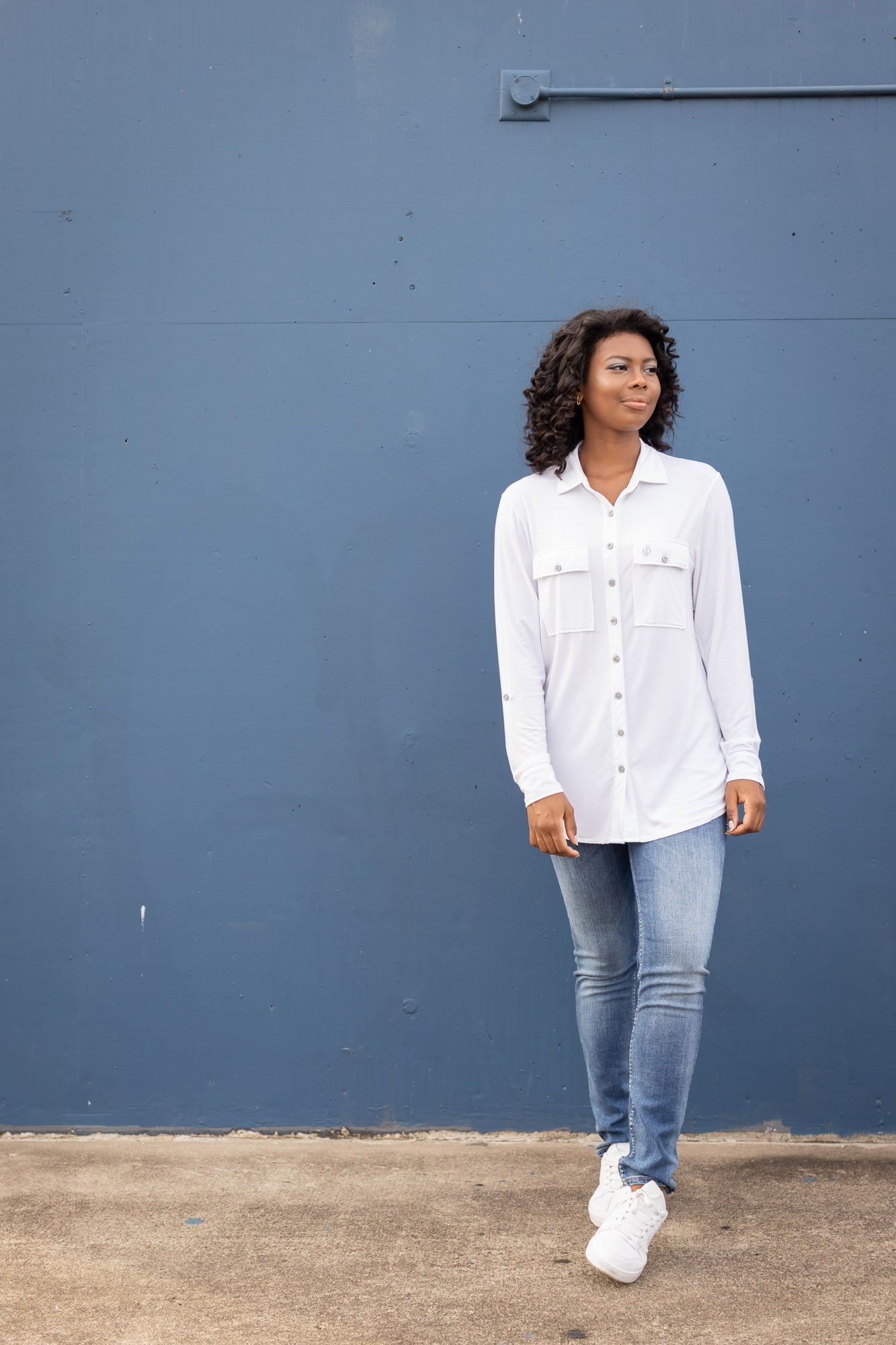 Relaxed fit Button Up White