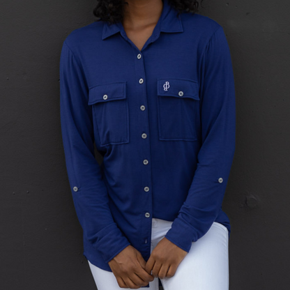 Relaxed Fit Button Up Navy