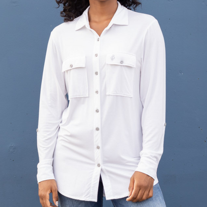 Relaxed fit Button Up White